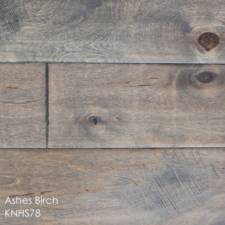 Horizen Flooring presents to you a picture of a 5" wide birch hardwood flooring, manufactured by Knoas Flooring. Color: Ashes Birch