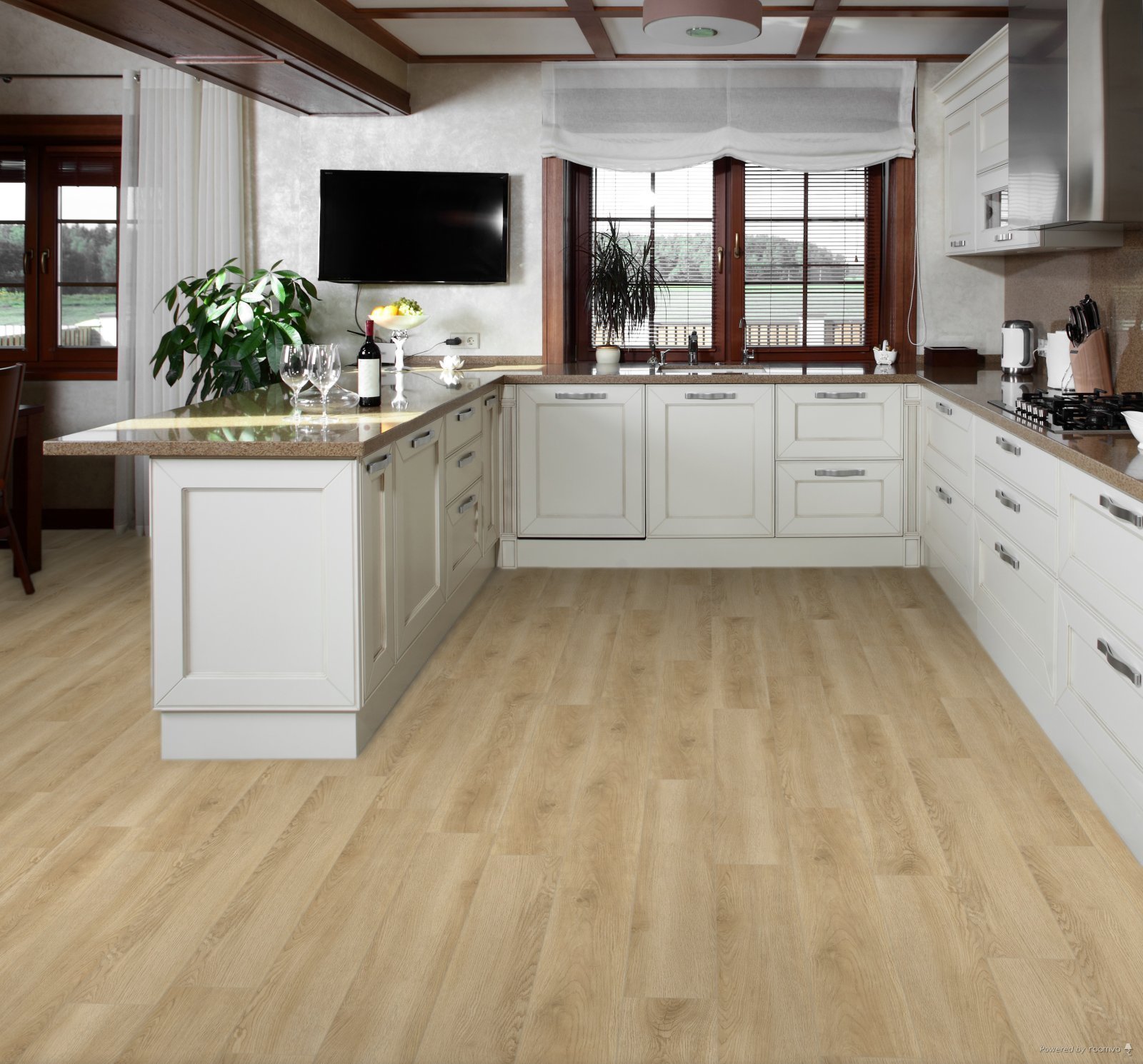Horizen Flooring presents to you a picture of a quality wide plank Carmel luxury vinyl plank. NovoCore Q Merengue collection features a wide range of colors & designs that will compliment any interior. Natural wood grain synchronized surface allow for an authentic hardwood look & feel. This collection features a 0.3″ / 7.5 mm overall thickness and a durable 22 mil / 0.55 mm wear layer for residential and commercial applications.
