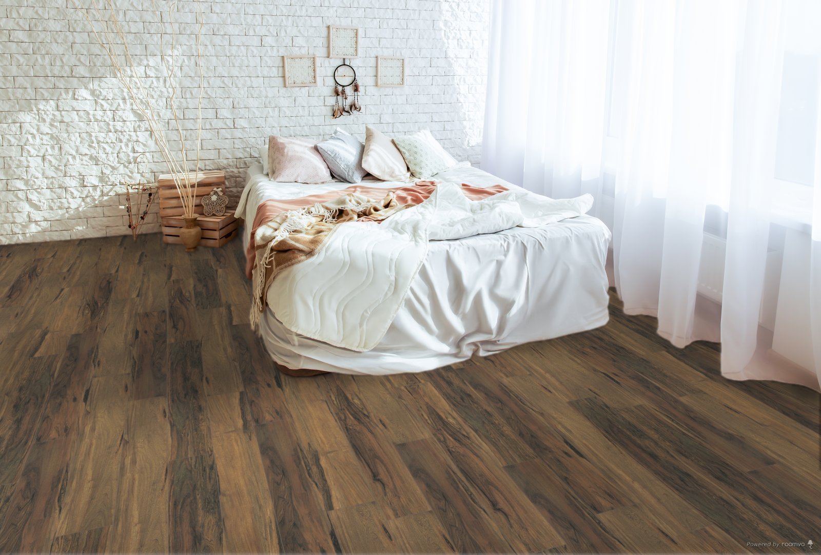 Horizen Flooring presents to you a picture of a quality wide plank Nightfall luxury vinyl plank. NovoCore Q Merengue collection features a wide range of colors & designs that will compliment any interior. Natural wood grain synchronized surface allow for an authentic hardwood look & feel. This collection features a 0.3″ / 7.5 mm overall thickness and a durable 22 mil / 0.55 mm wear layer for residential and commercial applications.