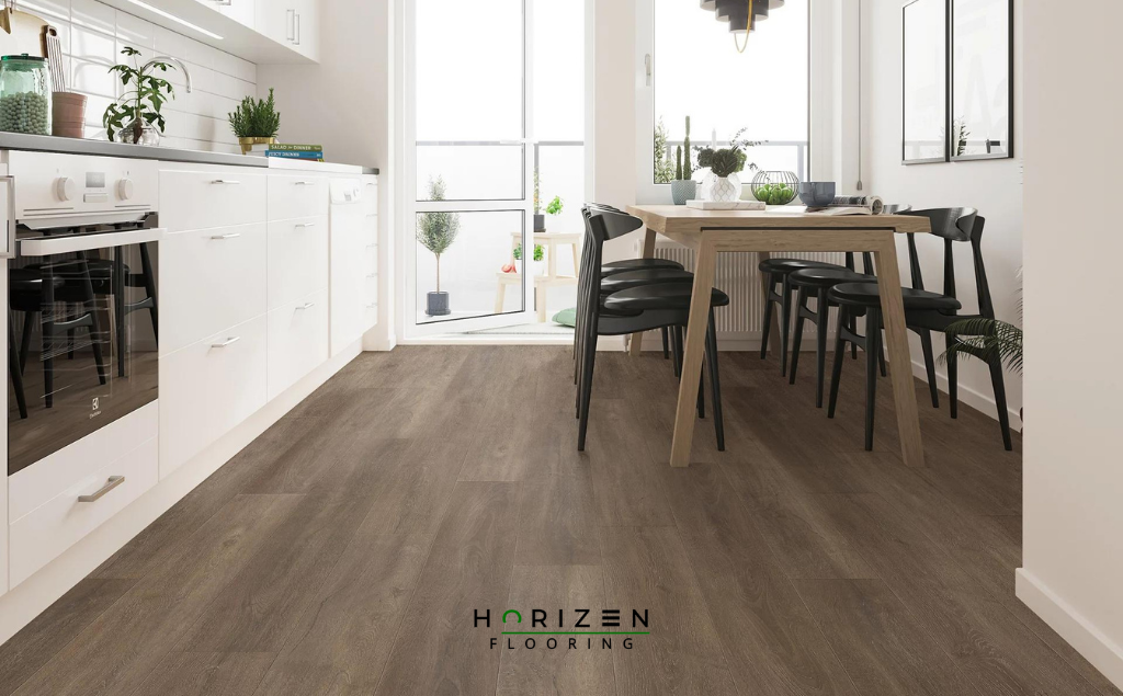Horizen Flooring presents to you a picture of a quality wide plank Amethyst Cove luxury vinyl plank. LW Flooring Riverstone collection features a wide range of colours & designs that will compliment any interior. Natural wood grain synchronised surface allow for an authentic hardwood look & feel. This collection features a 5.5 mm overall thickness and a durable 20 mil wear layer for residential and commercial applications.